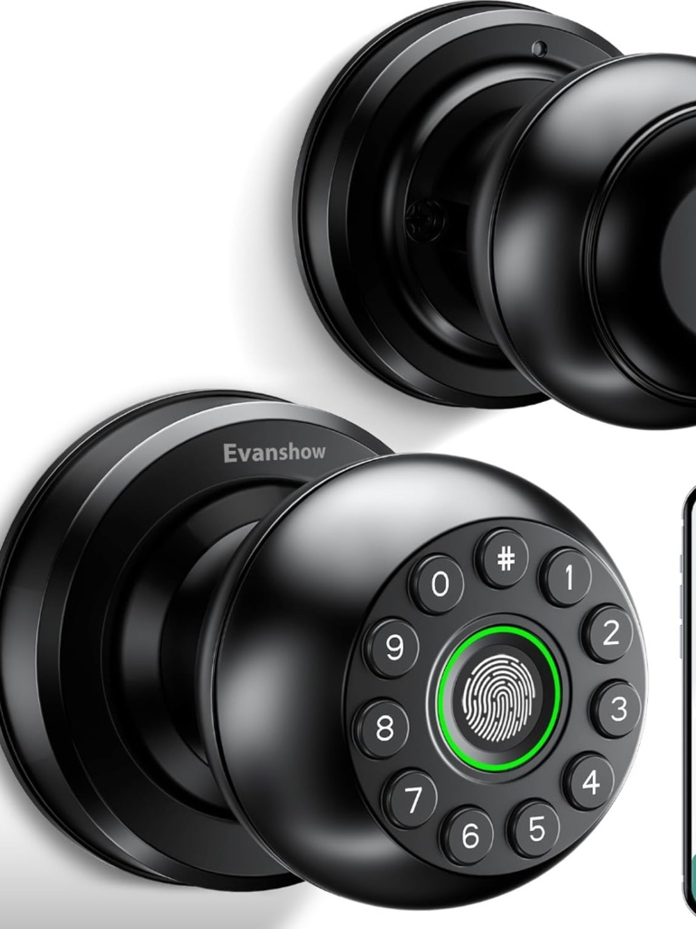 Smart Door Knob Fingerprint Lock 4-In-1 Keyless Entry (Fingerprint/App/Code/Key)